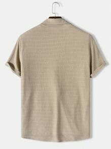 Manfinity Homme 男士口袋貼布紋理質感襯衫 - 卡其色 - 查看 2