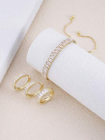 4pcs/set Cubic Zirconia Decor Jewelry Set
