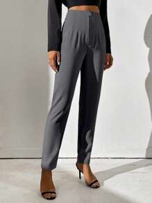 SHEIN Tall Pantalones de talle alto con detalle de pliegues plegados