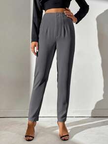 SHEIN Tall Pantalones de talle alto con detalle de pliegues plegados