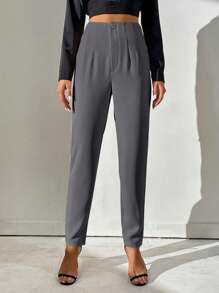 SHEIN Tall Pantalones de talle alto con detalle de pliegues plegados