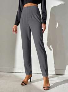 SHEIN Tall Pantalones de talle alto con detalle de pliegues plegados