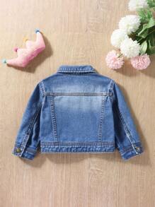 Chaqueta de mezclilla con detalle de solapa deshilachada para bebé niña de 1 pieza