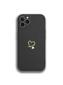 Heart Pattern Phone Case - Black - View 1