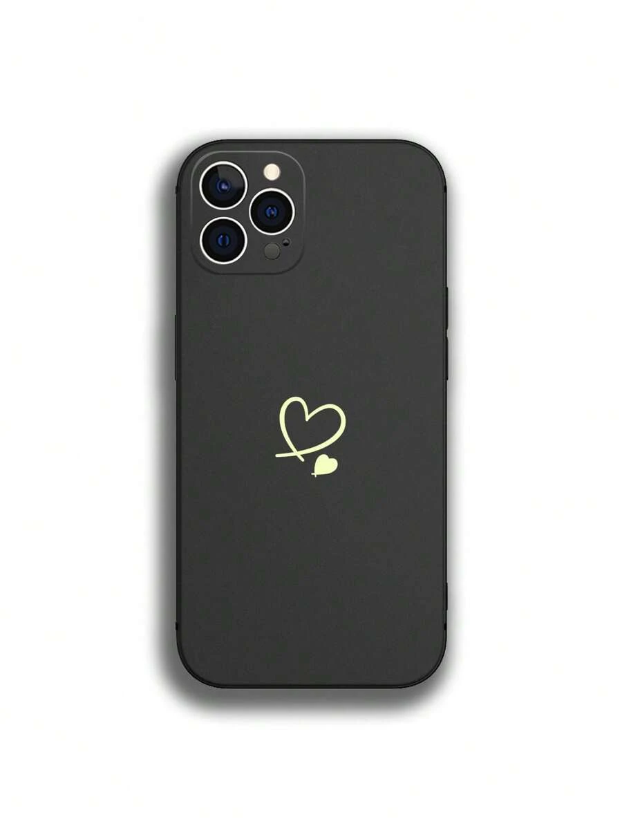 Heart Pattern Phone Case - Black - View 1