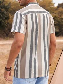 Manfinity Homme Áo sơ mi Nam Nút phía trước Sọc Giải trí - Nhiều màu - Xem 3