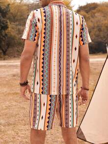 Genlund Men Geo Print Shirt & Shorts - Multicolor - View 3