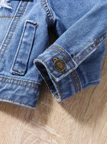 Chaqueta de mezclilla con detalle de solapa deshilachada para bebé niña de 1 pieza