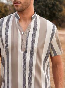 Manfinity Homme Áo sơ mi Nam Nút phía trước Sọc Giải trí - Nhiều màu - Xem 6
