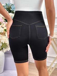 SHEIN 孕婦高腰頂針騎行褲