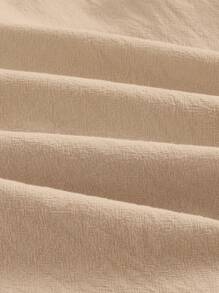 SHEIN MOD Đầm Thắt nút Xù Viên lá sen Dây kéo màu trơn Giải trí - Màu be - Xem 5