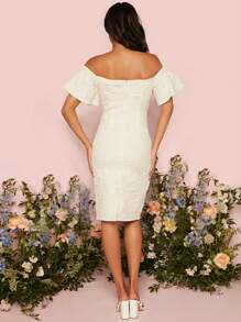 SHEIN Belle Off Shoulder Twist Front Wedding Dress