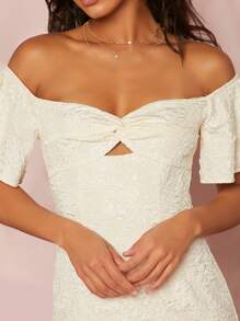 SHEIN Belle Off Shoulder Twist Front Wedding Dress