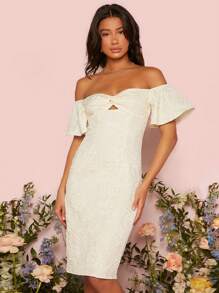 SHEIN Belle Off Shoulder Twist Front Wedding Dress