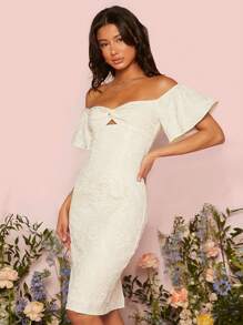 SHEIN Belle Off Shoulder Twist Front Wedding Dress