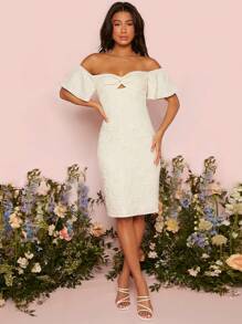 SHEIN Belle Off Shoulder Twist Front Wedding Dress