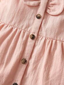 SHEIN Đứa bé gái Sơ sinh Viền Ruffle Nút phía trước Đầm - Màu Hồng baby - Xem 6