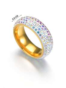 1入組魅力四射不銹鋼水鑽裝飾圓環適合男士適合派對 - 彩色 - 查看 3