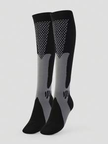 1雙壓縮過膝運動襪 - 黑色 - 查看 1