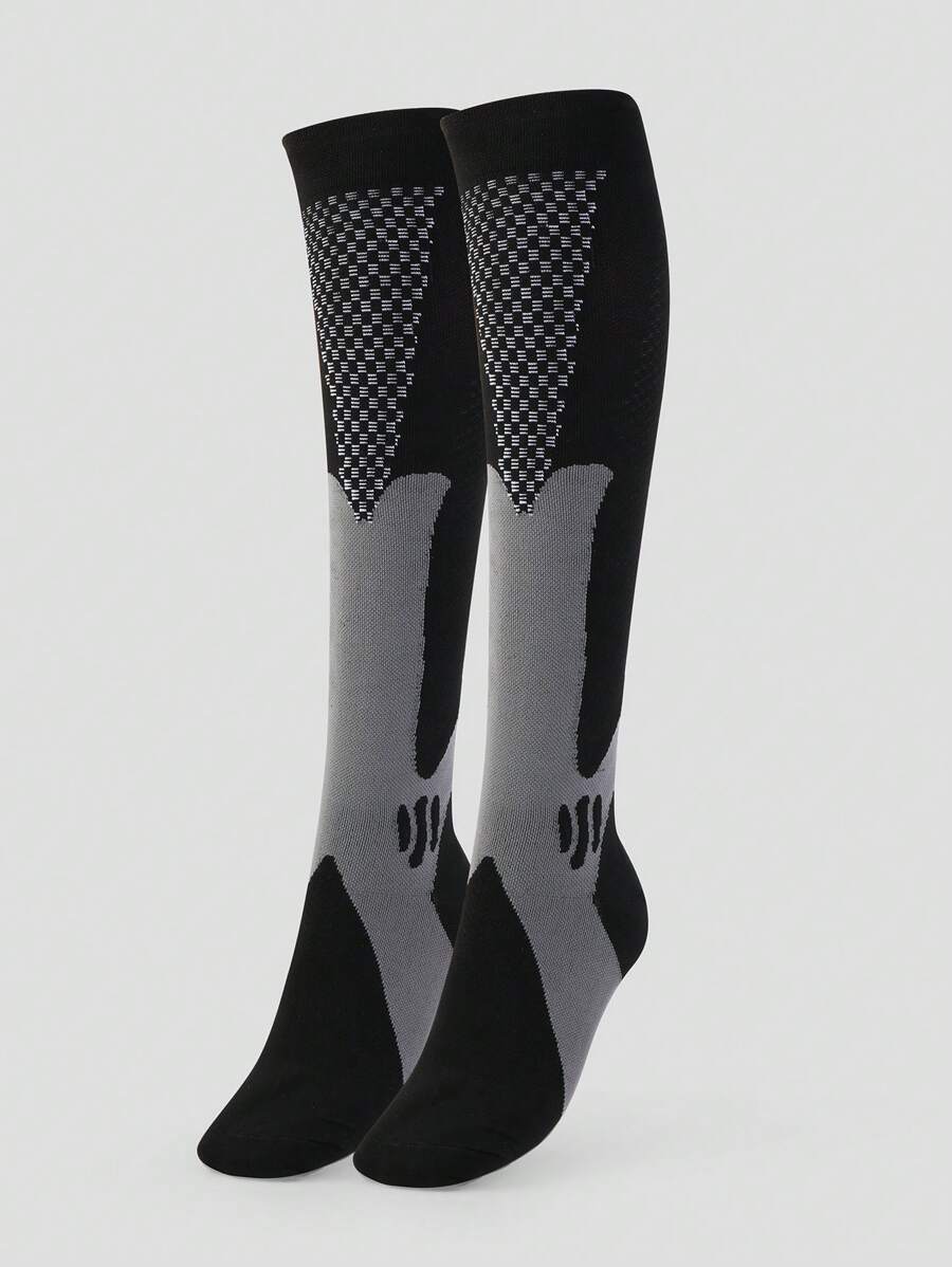 1雙壓縮過膝運動襪 - 黑色 - 查看 1