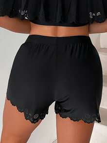 Đáy Bikini Nữ Cắt ra Sò điệp màu trơn - màu đen - Xem 2