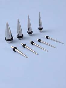 9 cái/bộ Dụng cụ mở rộng tai bằng thép không gỉ - Bạc - Xem 2