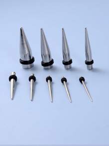 9 cái/bộ Dụng cụ mở rộng tai bằng thép không gỉ - Bạc - Xem 3