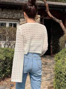 DAZY Nữ Cardigans Nút phía trước màu trơn Giải trí - trắng - Xem 2