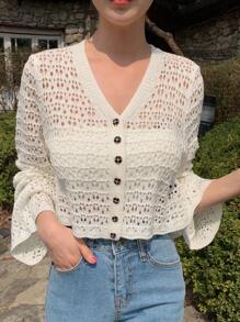 DAZY Nữ Cardigans Nút phía trước màu trơn Giải trí - trắng - Xem 4