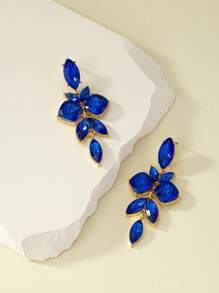 水鑽裝飾耳墜 - 寶藍色 - 查看 3