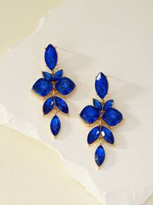 水鑽裝飾耳墜 - 寶藍色 - 查看 4
