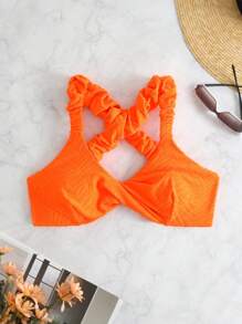 前扭結無鋼圈比基尼泳裝上衣