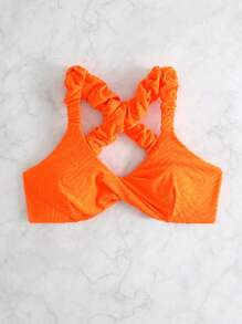 前扭結無鋼圈比基尼泳裝上衣