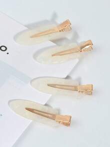 4入組簡約時尚女士/女孩發夾套裝,包含亞克力樹脂髮夾、無痕捲曲夾、無縫髮夾,適用於妝容、日常、聚會、跳舞、休閒裝