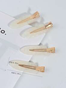 4入組簡約時尚女士/女孩發夾套裝,包含亞克力樹脂髮夾、無痕捲曲夾、無縫髮夾,適用於妝容、日常、聚會、跳舞、休閒裝