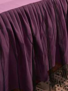 1入組素色蕾絲裝飾床上用品床裙臥室極簡主義面料荷葉邊床裙 - 紫色 - 查看 3