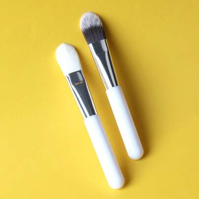 2支/套 白色透明手柄化妆刷，适用于粉底液、粉饼等，也适合面部化妆，赠品