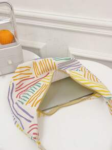 Oversized Hobo Bag Colourblock Striped Pattern - Multicolor - View 6