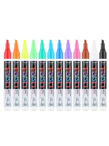 12pcs/Set Erasable Liquid Chalk Marker Pens LED Writing Board Glass Window Art Highlighters - Multicolor - View 6