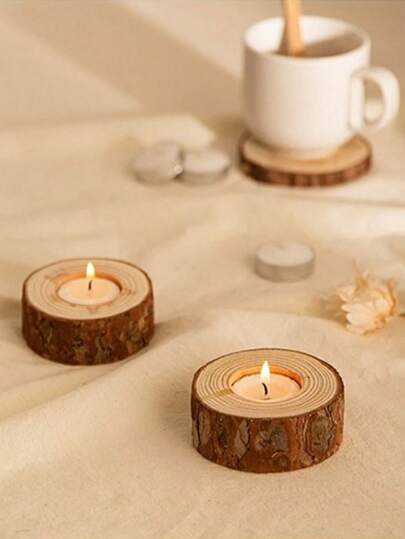 حامل شمعة خشب قطعة واحدة