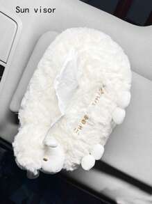 1入組綿羊設計長毛絨汽車紙巾盒 - 白色 - 查看 5