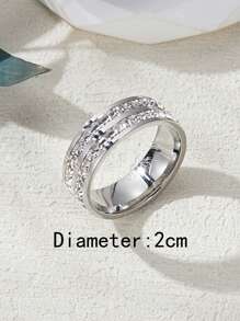 水鑽裝飾戒指 - 銀色 - 查看 5