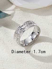 水鑽裝飾戒指 - 銀色 - 查看 7