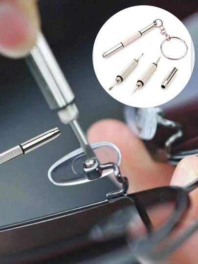 1套眼鏡螺絲刀簡約銀色眼鏡工具適合日常生活