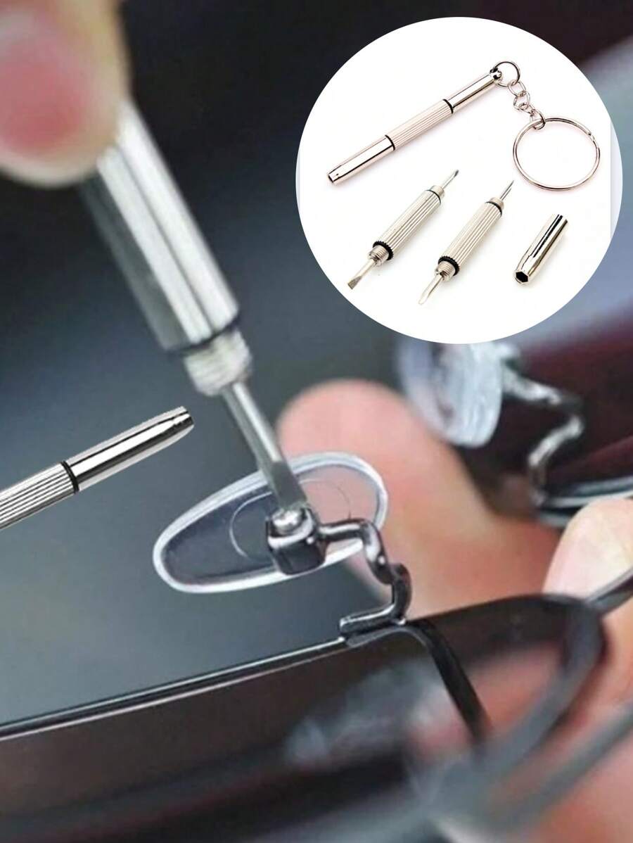 1套眼鏡螺絲刀簡約銀色眼鏡工具適合日常生活 - 銀色 - 查看 1