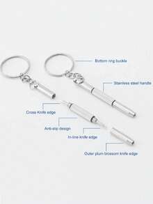 1套眼鏡螺絲刀簡約銀色眼鏡工具適合日常生活 - 銀色 - 查看 4
