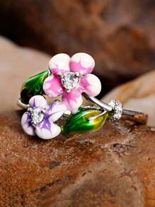 Nhẫn trang trí hoa - Bạc - Xem 2