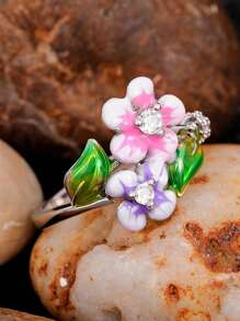 Nhẫn trang trí hoa - Bạc - Xem 5