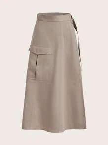 Aveloria 側翻蓋口袋搭扣細節工裝裙