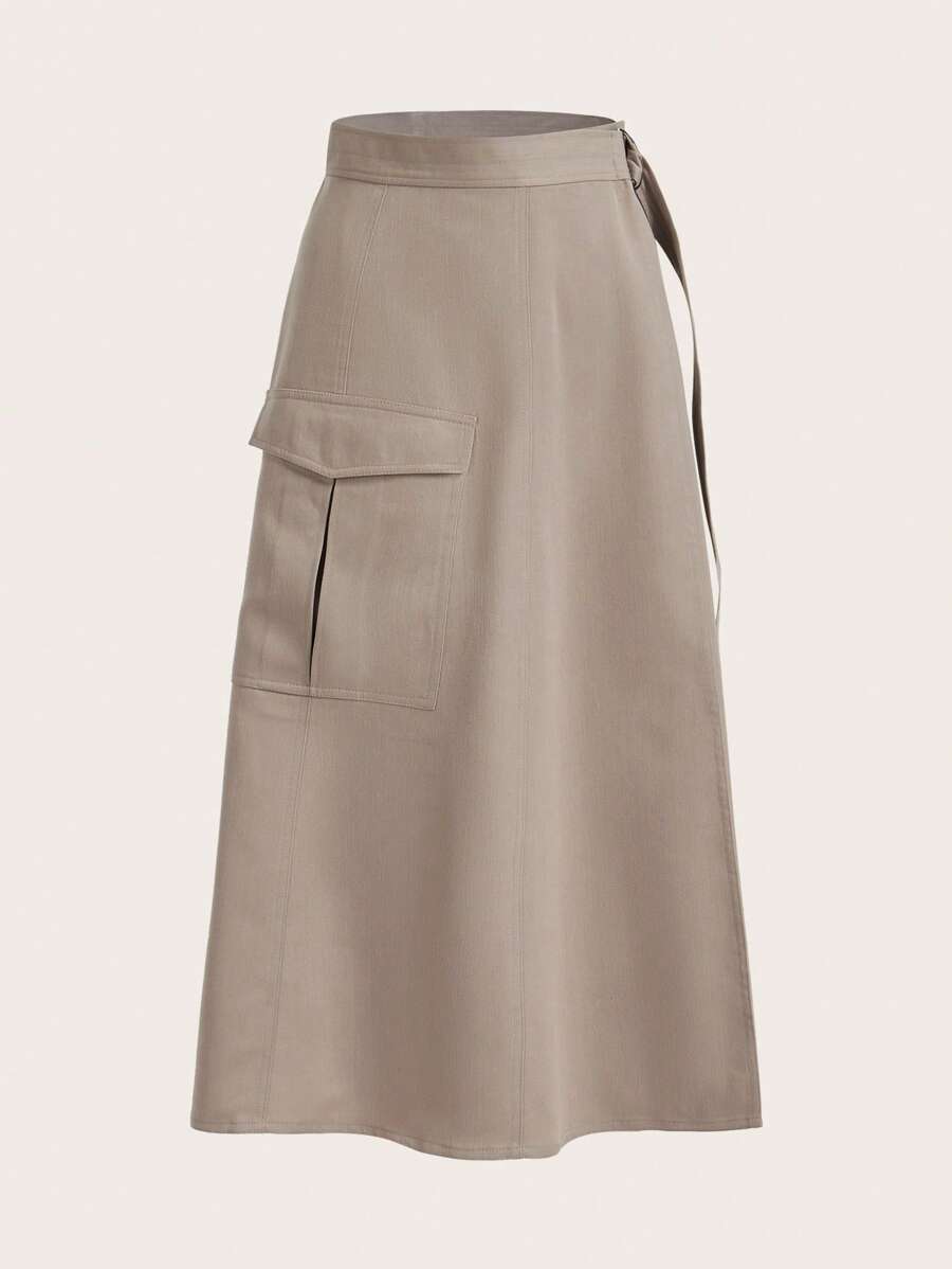 Aveloria 側翻蓋口袋搭扣細節工裝裙